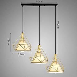 Stoex Plafonnier Vintage 3 Supports de Lampe Lustre en Fer Métal Or 25CM Suspension Luminaire Rétro E27 pas cher