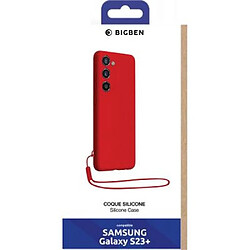 BigBen Connected Coque pour Samsung Galaxy S23+ 5G en Silicone avec dragonne assortie Rouge