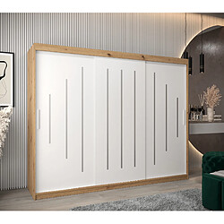 Abiks Meble Armoire YORK À Portes Coulissantes 200/250/62 3 Portes (Artisan/Blanc)