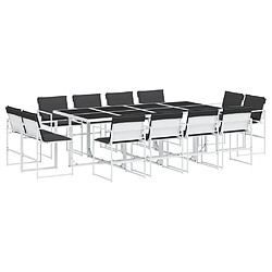 vidaXL Ensemble à manger de jardin avec coussins 13pcs blanc textilène