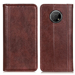 Etui en PU texture litchi, auto-absorption magnétique avec support, marron pour votre Nokia G300