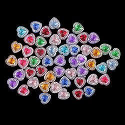 50 Pcs 12mm Coeur Résine Strass Boutons Flatback Double Forage Multi-couleur