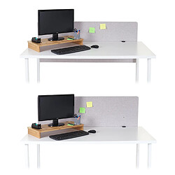 Mendler Paroi de séparation acoustique HWC-G75, Protection visuelle pour bureau, panneau, tissu ~ 140x60cm, gris