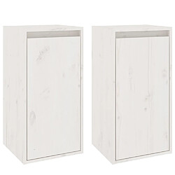 Maison Chic Lot de 2 Armoires murales,Meuble de Rangement,Armoire Suspendue Blanc 30x30x60 cm Bois de pin massif -MN13196