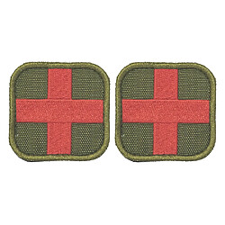 2 Pièces 50x50mm Crochet & Boucle Medic Premiers Soins Croix Rouge Patch Tan