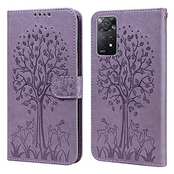 Etui en PU + TPU motif cerf et arbre, anti-rayures, magnétique avec support, violet pour votre Xiaomi Redmi Note 11 Pro 5G (Qualcomm)/Redmi Note 11 Pro 4G (MediaTek)