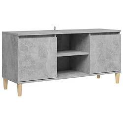 Maison Chic Meuble TV scandinave avec pieds - Banc TV pour salon en bois massif Gris béton 103,5x35x50 cm -MN22087