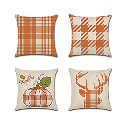 P97 4PCS 45 * 45cm Thance de Thanksgiving Pumpkin Stripe motif Linge Taie d'oreiller de vacances Maison de vacances Taie d'oreiller Sofa Coussin Coussin Coussin