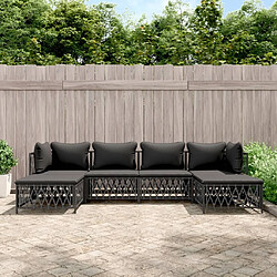 vidaXL Salon de jardin avec coussins 6 pcs anthracite acier