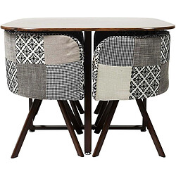 The Home Deco Factory Ensemble table carrée et 4 chaises encastrables Patchwork gris.