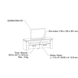 Dansmamaison Meuble TV 140 cm Chêne/Béton ciré - STINAU pas cher