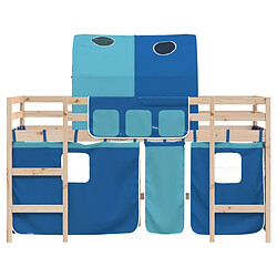 Acheter Vidaxl Lit mezzanine enfants avec tunnel bleu 80x200cm bois pin massif