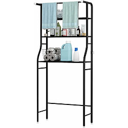 Nyana Etagère WC salle de bain 3 étagères 1 patère supérieure 166x65x25cm Noir