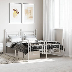 Maison Chic Cadre/structure de lit métal et tête de lit + pied de lit pour adulte - Lit Moderne Chambre blanc 140x200cm -MN50311