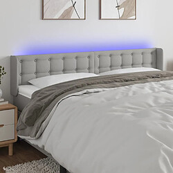 Maison Chic Tête de lit scandinave à LED,meuble de chambre Gris clair 203x16x78/88 cm Tissu -MN23360