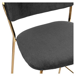 Avis Moloo CLARA - Chaise de bar en tissu cotelé Noir et métal doré brossé (x2)