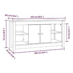 vidaXL Meuble TV Blanc 103x36,5x52 cm Bois de pin massif pas cher