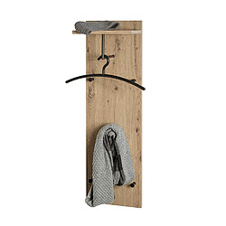 Pegane Garderobe murale, Patère murale en bois coloris chêne et métal noir -longueur 30 x profondeur 20 x hauteur 100 cm pas cher