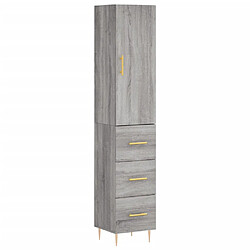 vidaXL Buffet haut Sonoma gris 34,5x34x180 cm Bois d'ingénierie