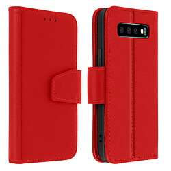 Avizar Housse Samsung Galaxy S10 Plus Cuir Porte-carte Fonction Support Premium rouge