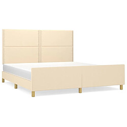 Maison Chic Cadre/structure de lit avec tête de lit pour adulte - Lit Moderne Chambre Crème 160 x 200 cm Tissu -MN61119