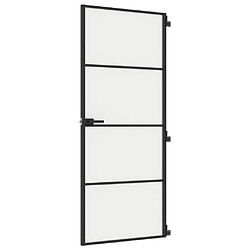 vidaXL Porte intérieure mince noir 83x201,5 cm verre trempé aluminium