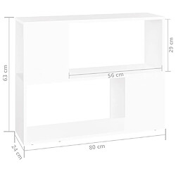 vidaXL Meuble TV Blanc 80x24x63 cm Bois d'ingénierie pas cher