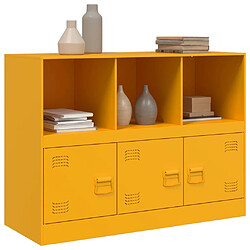 Avis vidaXL Buffet jaune moutarde 99x39x73 cm acier