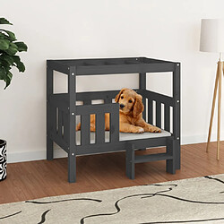 Maison Chic Niche Lit pour chien | Panier couchage pour chien Gris 75,5x63,5x70 cm Bois de pin solide -GKD16213