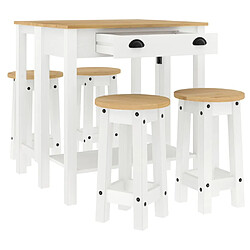 Avis vidaXL Ensemble de bar 5 pcs Blanc Bois de pin massif