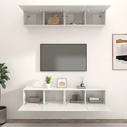 Avis Maison Chic Meubles TV 4 pcs | Banc TV Moderne pour salon | Meuble de Rangement Blanc brillant 80x30x30 cm Bois d'ingénierie -MN96917