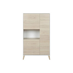 Vente-Unique Buffet haut KOLYMA - 3 portes &amp; 1 niche - Coloris : Chêne &amp; Blanc