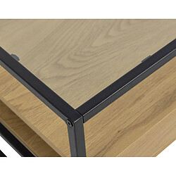 Lisa Design Parker - table basse - bois, verre et métal noir - 80 cm