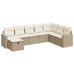 vidaXL Salon de jardin avec coussins 8 pcs beige résine tressée