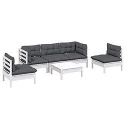 Avis Maison Chic Salon de jardin 6 pcs avec coussins | Ensemble de Table et chaises | Mobilier d'Extérieur bois de pin massif -GKD82568