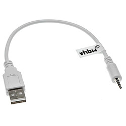 vhbw Câble de chargement USB compatible avec Harman Kardon Premium BT écouteurs - USB 2.0 de type A à prise jack de 2,5 mm, blanc, 20,5 cm