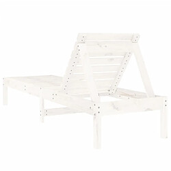 Maison Chic Chaise longue - Transat - Bain de Soleil blanc 199,5x60x74 cm bois massif de pin pas cher