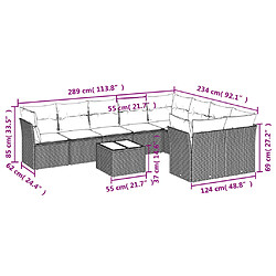 Avis Maison Chic Salon de jardin avec coussins 10 pcs | Ensemble de Table et chaises | Mobilier d'Extérieur gris résine tressée -GKD40570