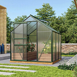 Vitavia Serre de jardin en polycarbonate 4 mm et aluminium vert émeraude avec embase Venus Longueur de 195 cm.