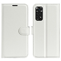 Etui en PU texture litchi, fermeture aimantée avec support blanc pour votre Xiaomi Redmi Note 11 4G (Qualcomm)/Redmi Note 11S 4G