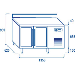 COOLHEAD Table Réfrigérée Positive 2 Portes Vitrées avec Dosseret - Profondeur 625 - Cool Head pas cher