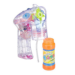 Relaxdays Pistolet à bulles enfant machine à bulles savon canon à bulles lumière LED set de 2, transparent pas cher