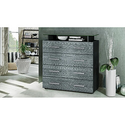 Mpc Commode Noir Mat Et Avola Anthracite (lxhxp) : 76 X 81 X 35