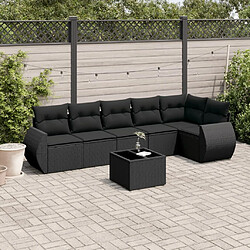 Maison Chic Ensemble Tables et chaises d'extérieur 7pcs avec coussins,Salon de jardin noir résine tressée -GKD378139