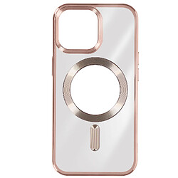 Avizar Coque MagSafe pour iPhone 15 Pro Silicone Protection Caméra Contour Chromé Rose