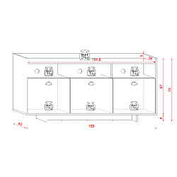 VIVALDI Commode Buffet- CUP - 155 cm - blanc mat pas cher