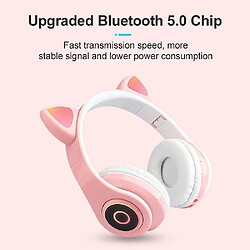 Universal Casque sans fil sans fil de chat mignon, Bluetooth 5.0 sur le casque, 7 -colored LED Light Pliage Volume Control Smartphones, tablettes, ordinateurs, ordinateurs pas cher