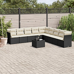 Maison Chic Salon de jardin 10 pcs avec coussins | Ensemble de Table et chaises | Mobilier d'Extérieur noir résine tressée -GKD26654