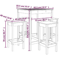 vidaXL Ensemble de bar de jardin 5 pcs blanc bois massif de pin pas cher