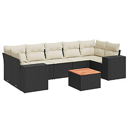 Maison Chic Salon de jardin 8 pcs avec coussins | Ensemble de Table et chaises | Mobilier d'Extérieur noir résine tressée -GKD47391